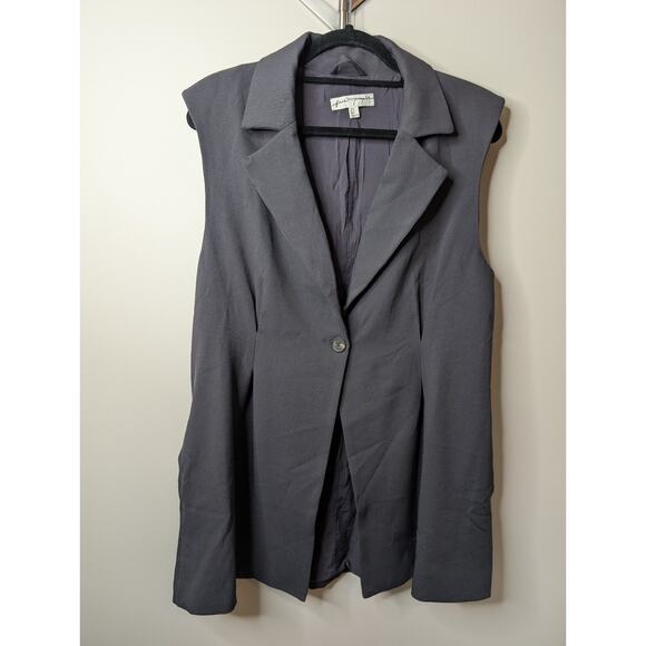 Free People Suit Shop Blazer Vest Charcoal Gray Size Medium - Picture 2 of 10